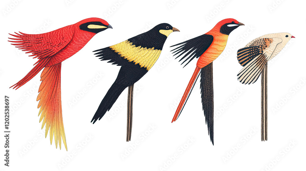 Poster colorful doves flying in a clear background display generative ai