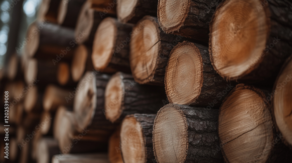 Poster a rustic texture element featuring overlapping log wood planks, with prominent grain patterns, natur