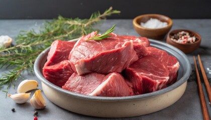 Raw Beef Cuts Prepared for Gourmet Cooking, Showcasing Quality and Freshness