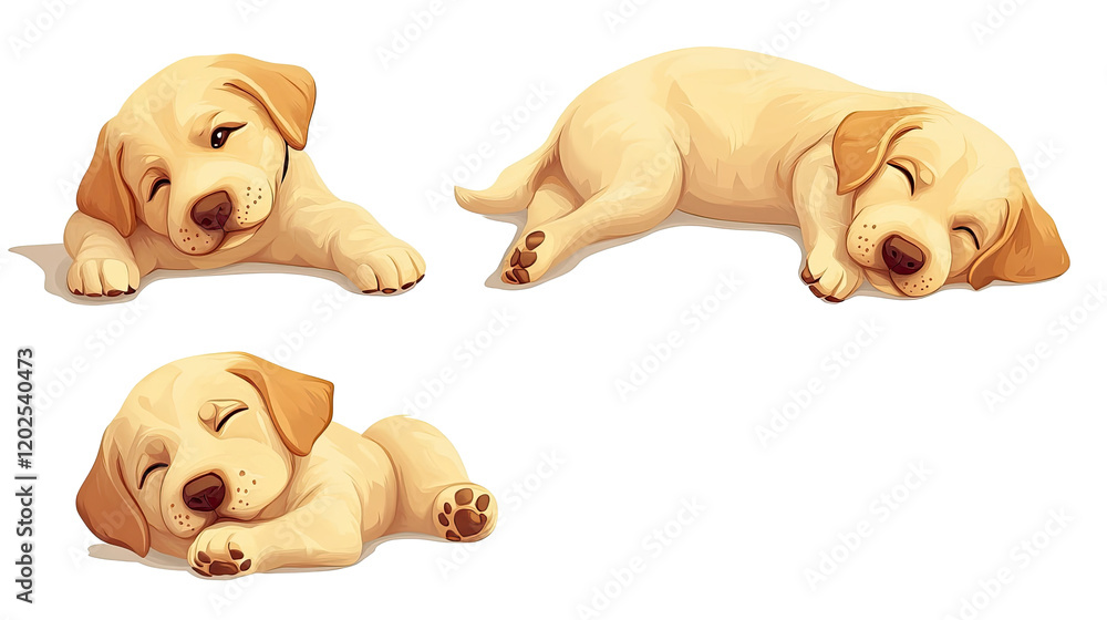 Poster funny puppies relaxing on a transparent background generative ai
