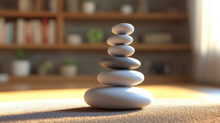 Obraz premium Tranquil stack of gray stones on brown surface
