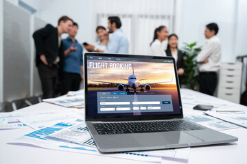 Online flight booking website provide brisk reservation system . Travel technology concept .
