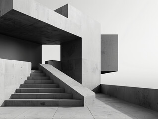 Obraz premium A minimalist composition of black and white geometric shapes creating a bold and modern contrast.