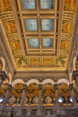 Obraz premium USA, District of Columbia. Ceiling of the Library of Congress