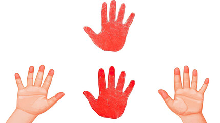Obraz premium Hands Creating Art With Red Paint on Clear Background Generative AI