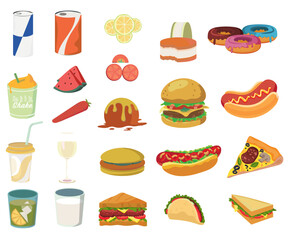 Coffee shop food set menu vector illustration icon
