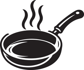 Frying pan icon silhouette vector with white background 