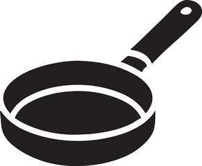 Frying pan icon silhouette vector with white background 