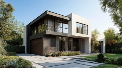 Matte black steel gate with minimalist straight lines, complementing a modern urban home