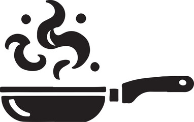 Frying pan icon silhouette vector with white background 