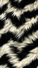Abstract black and white feathery texture pattern perfect for luxury fashion designs, elegant backgrounds, and high-end product packaging. Seamless tile ready for commercial use.