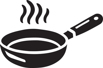 Frying pan icon silhouette vector with white background 