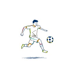Obraz premium Colorful sketch illustration of a person playing football