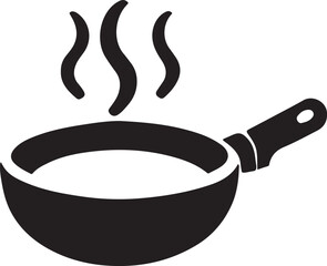 Frying pan icon silhouette vector with white background 