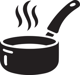 Frying pan icon silhouette vector with white background 