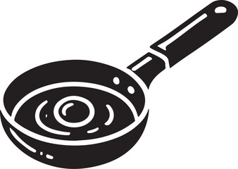 Frying pan icon silhouette vector with white background 