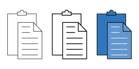 Clipbord and paper icon. line and colorfull icon. 