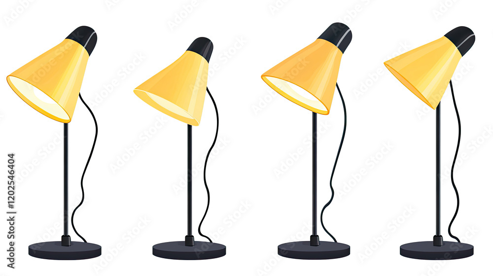 Poster modern table lamps collection on transparent background generative ai
