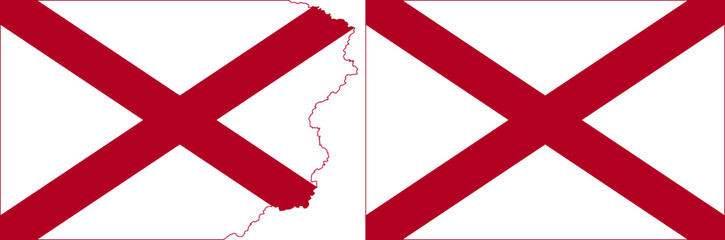 Alabama flags vector. Standard flag and with torn edges
