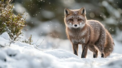 Fototapeta premium Fox in winter landscape