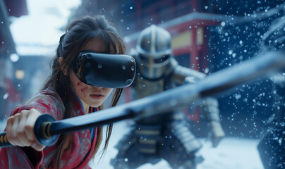 Samurai Warrior in Virtual Reality Combat