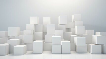 Obraz premium A minimalist backdrop featuring random white cubes, perfect for a clean and modern aesthetic in any design project.