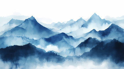 Abstract watercolor mountain landscape illustration. Minimalist Abstract Art. Illustration