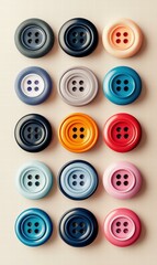 Fototapeta premium Colorful buttons arranged in a grid. AI.