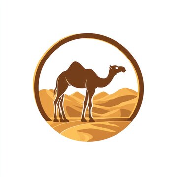 recommend clip art: Desert camel silhouette, sand dunes background, travel, wildlife