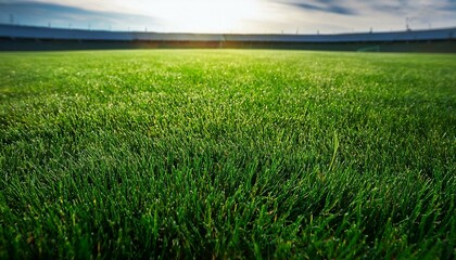 Close up low angle of a turf sports field