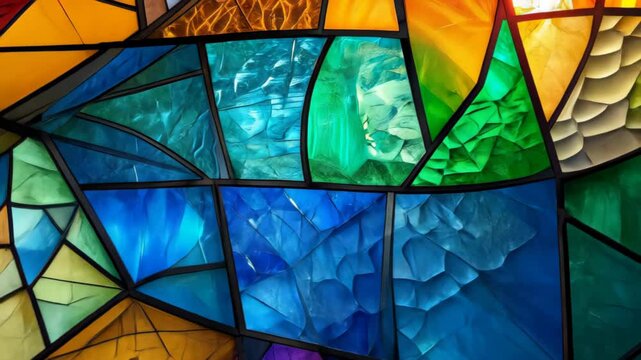 A vibrant background mimicking the beauty of colorful stained glass windows. Ai Generated