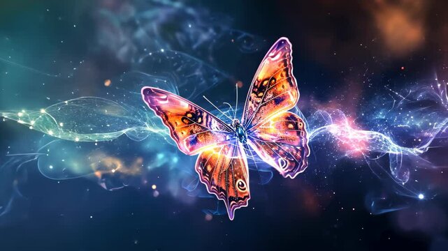 An exquisite abstract butterfly dances with vibrant colors, evoking grace and beauty. Ai Generated