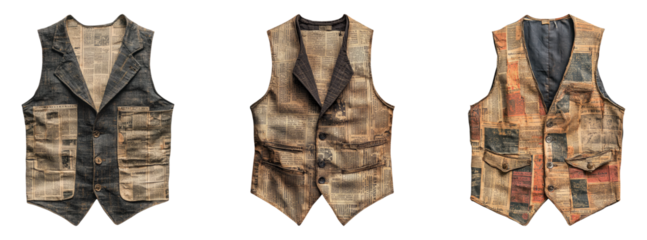 Collection of Three Unique Stylish Vests with Distinct Patterns