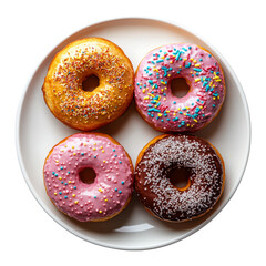 Assorted Donuts on a White Plate from Top View for Advertising Use