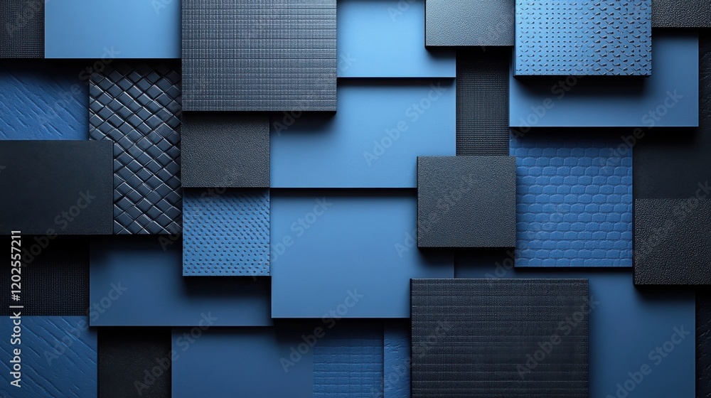 Wall mural abstract minimalist wallpaper with random shapes and polygons on blue background. featuring white sp