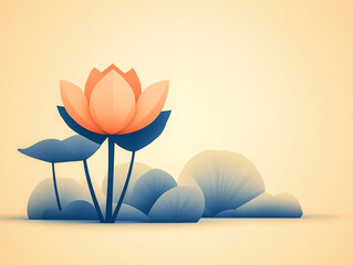 A Simple Lotus Flower Siluoette, Room for Text, Room for Copy