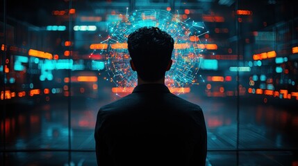 Business Worker Data Insights in a Futuristic Environment Digital Workspace Conceptual Design