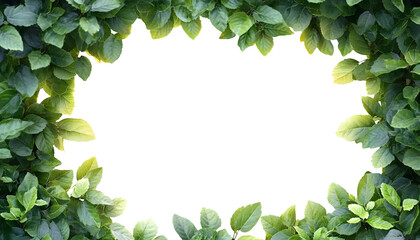 Fototapeta premium green leaves frame isolated on transparent background cutout