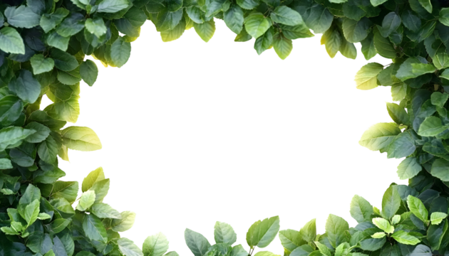 green leaves frame isolated on transparent background cutout