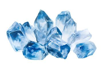 Watercolor fairy crystals isolated on a white background