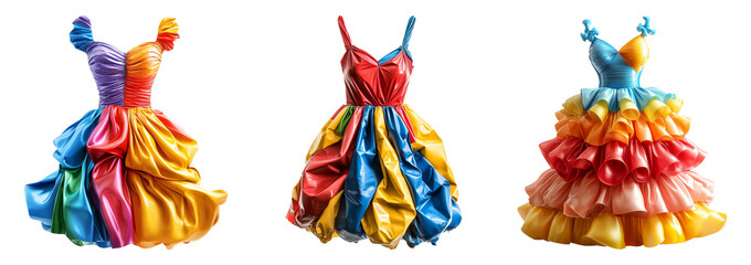 Colorful Dress Collection on Transparent Background for Stock Photos