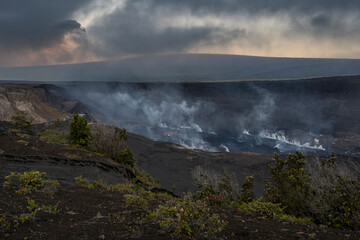 USA, Big Island, Hawaii. Smoldering eruption of Kilauea, Hawai'i Volcanoes National Park