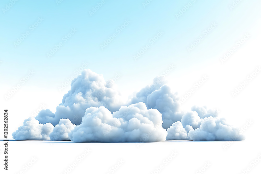 Poster White clouds isolated on a white background