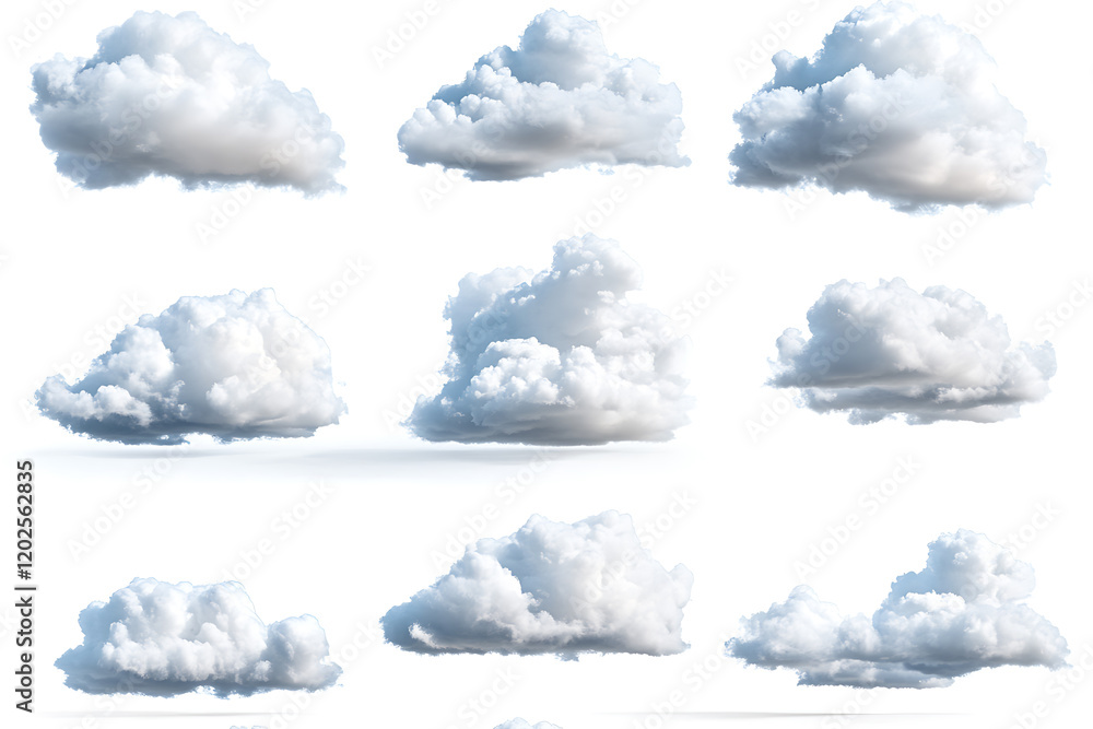 Poster white clouds isolated on a white background
