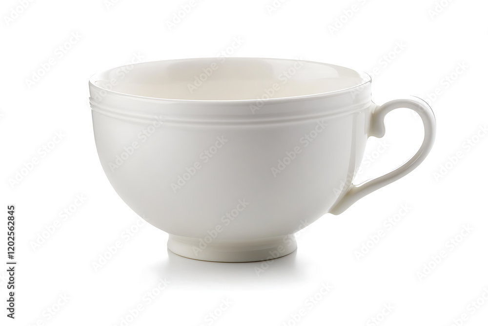 Poster white cup on the table isolated on a white background
