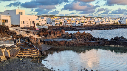 Natural pool at Punta Mujeres village, Lanzarote, Canary Islands, Spain, Europe