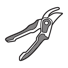 black and white images, vectors, rubber handle twig scissors