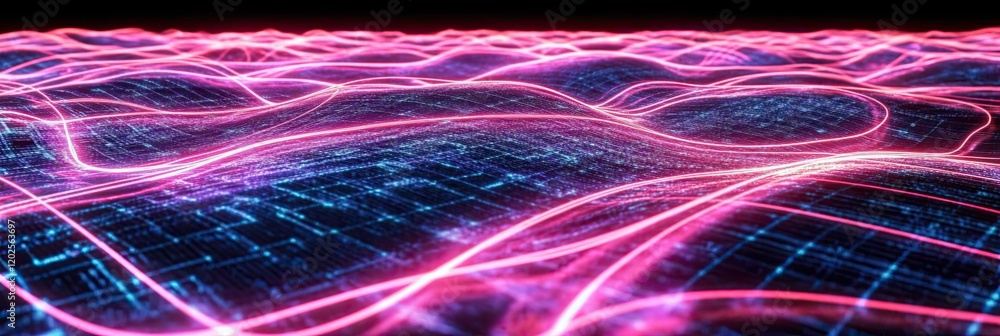 Poster futuristic text editor with glowing lines on black for an immersive digital feel