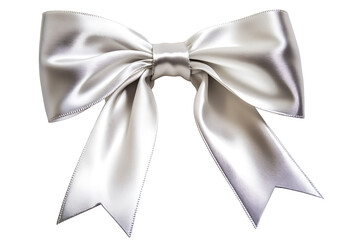 Silver bow and ribbon isolated on a white background