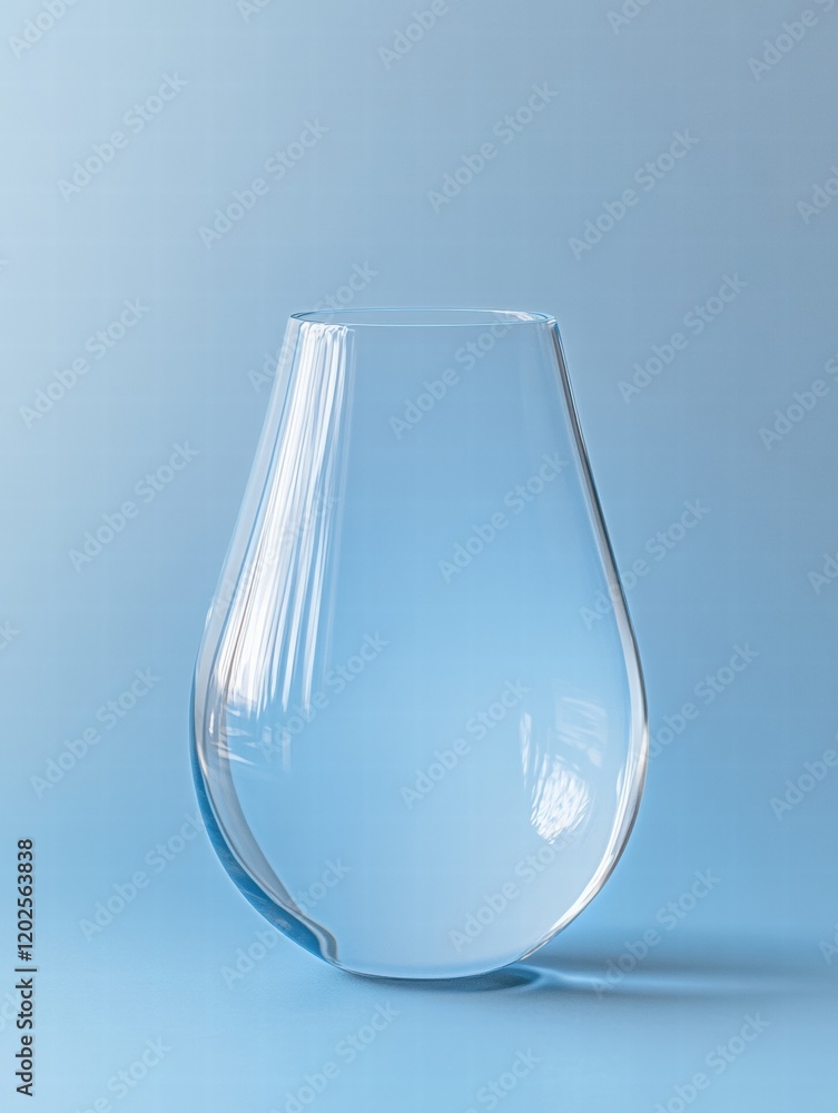 Poster clear glass vase on soft blue background showcasing minimalist design and elegance. generative ai